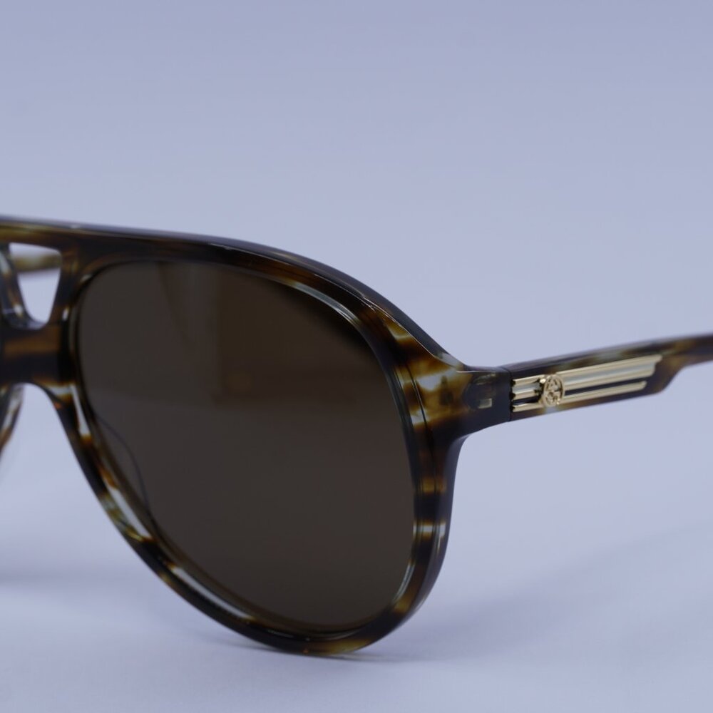 Gucci GG1286S 003 Sunglasses Striated Havana Aviator Frame - Picture 4 of 10